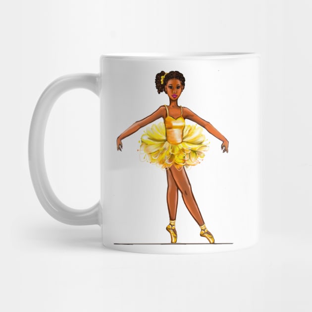 Ballet - African American black ballerina  in yellow tutu - brown skin ballerina by Artonmytee